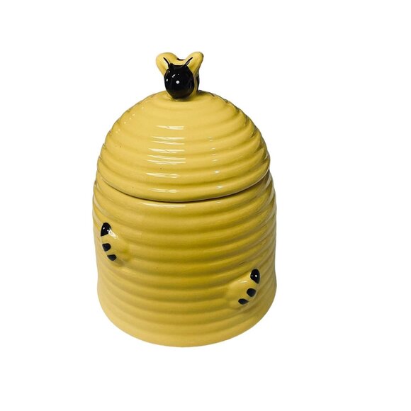 Rustic Wildlife Busy Honey Bumblebee Jar Bee Hive Beehive Ceramic Jar 5.5"x4" - Picture 2 of 9